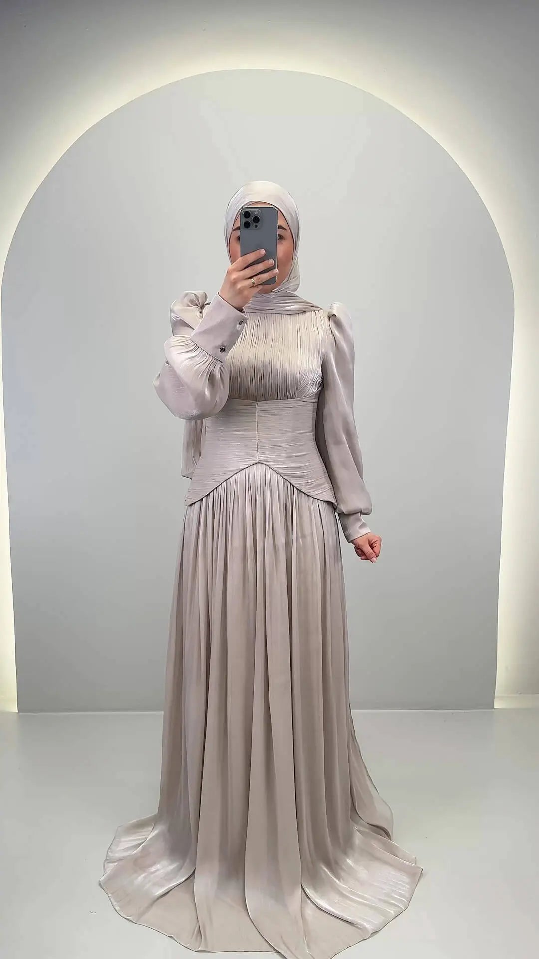 Estel Robe de Soirée avec Hijab Beige