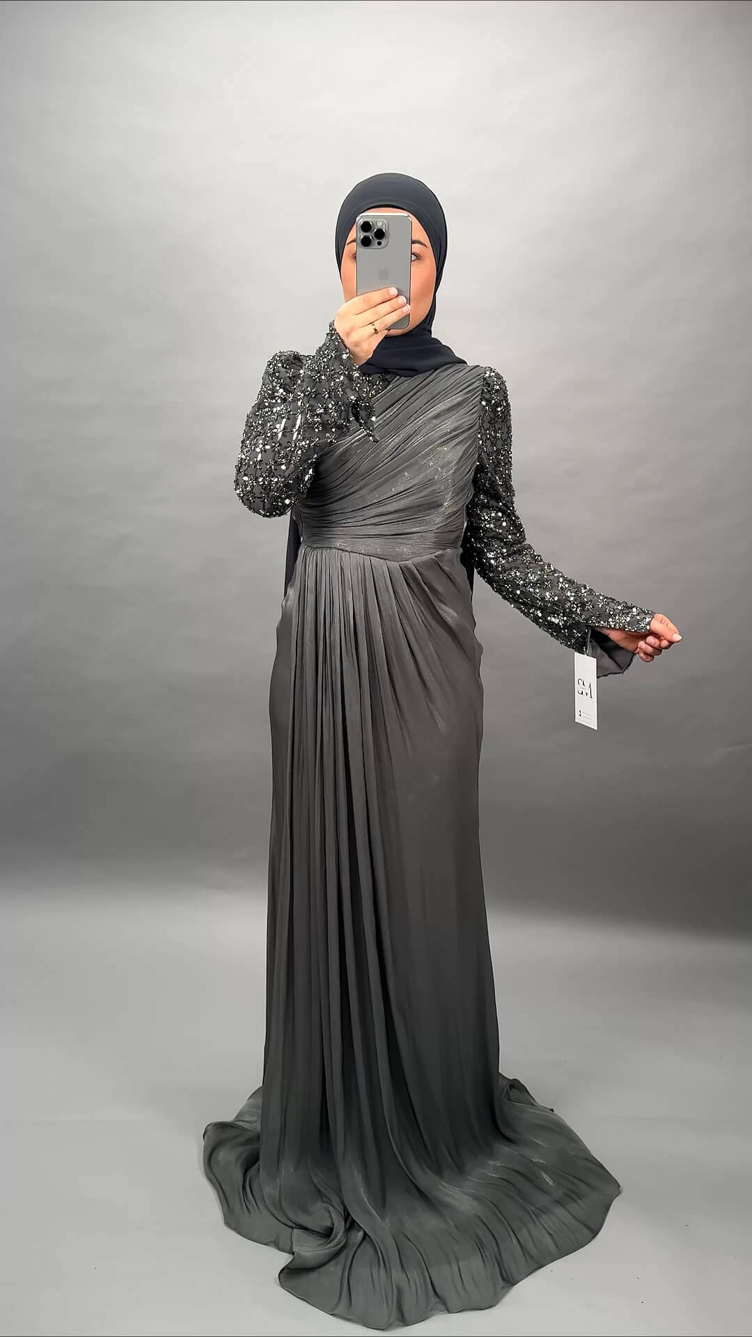 Damla evening dress gray