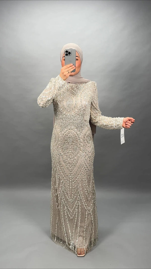 Almeda evening dress beige