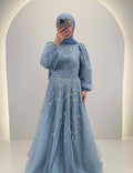 Robe de soirée Elsa bleue
