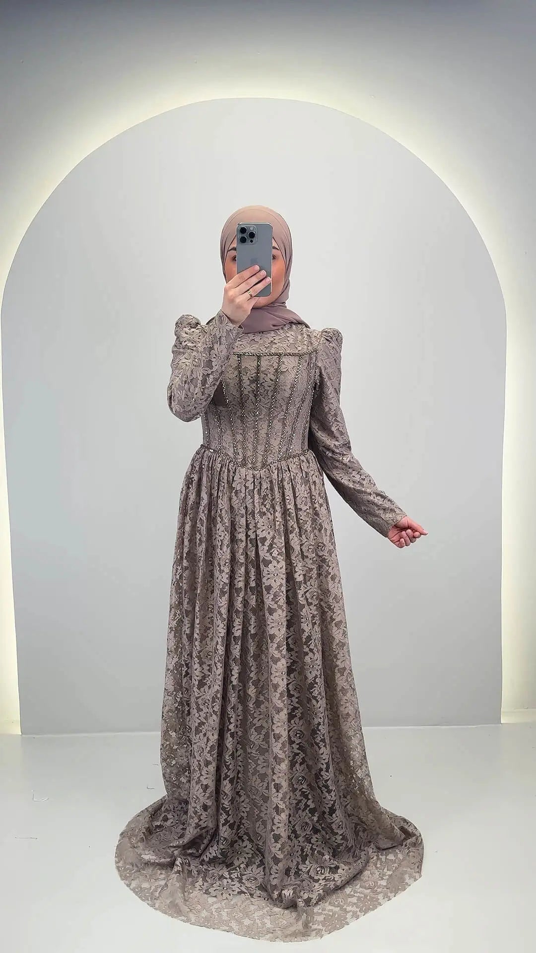 Robe de soirée Mina Taupe