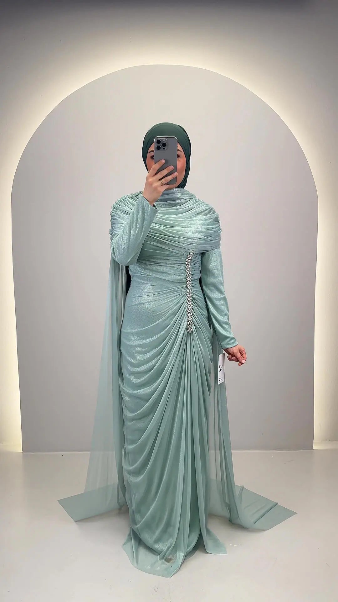 Robe de soirée Velina menthe