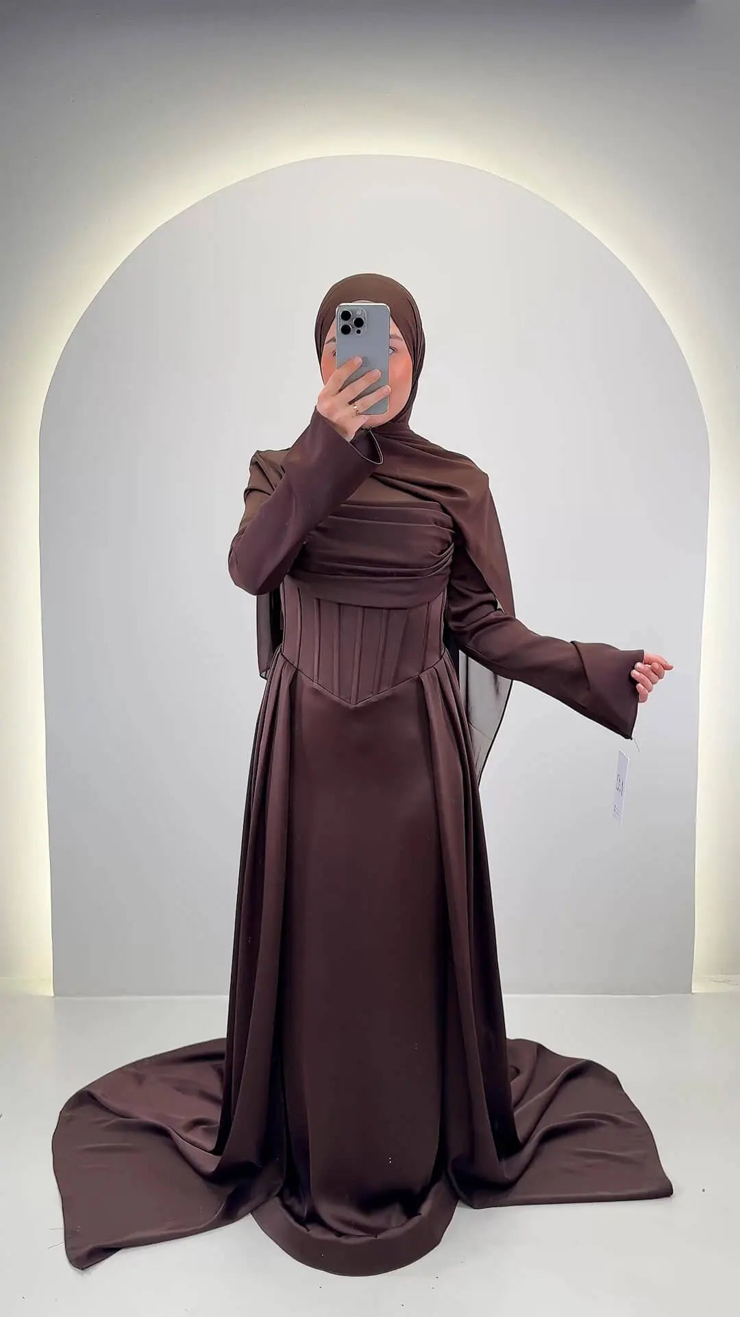 Robe de soirée Uray marron avec Hijab